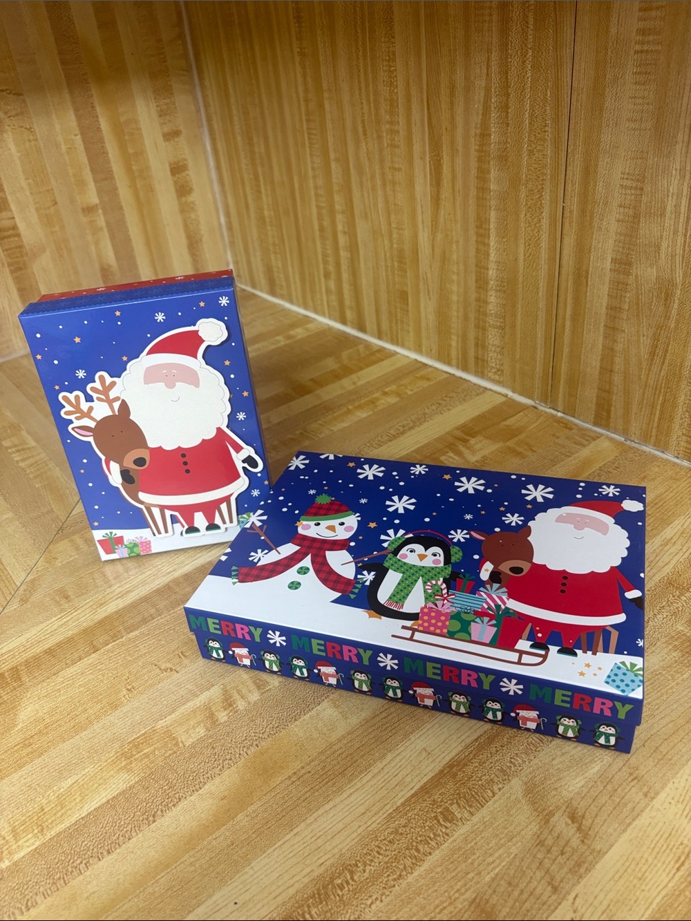 Holiday Santa & Friends Decorative Gift Box Set - Blue